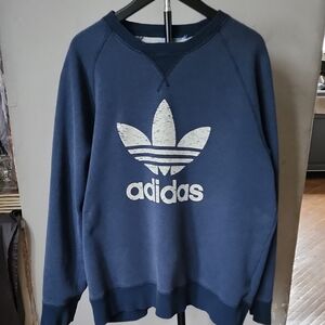 Adidas Navy Blue Trefoil Crewneck Sweatshirt Size Large
